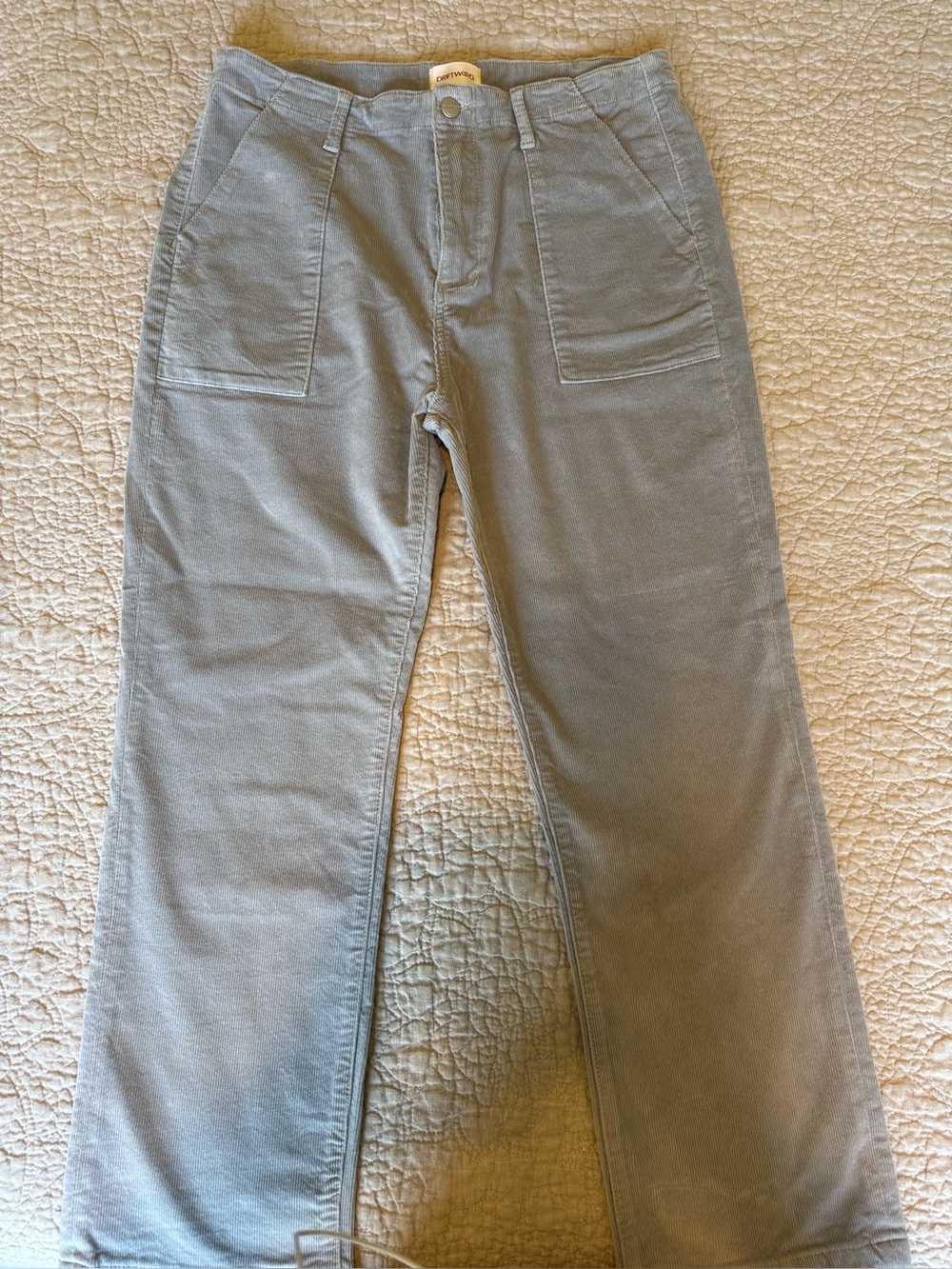 Woman’s Driftwood Light Gray Straight-Leg Corduroy Pants